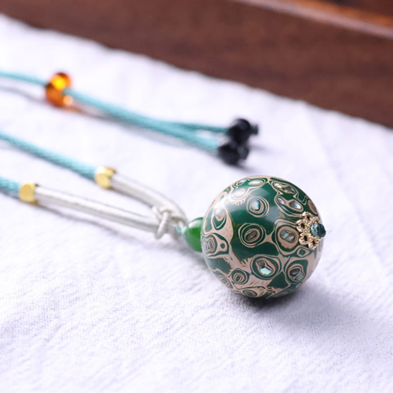 Nimara Ritual Ebony Wood Colorful Lacquer Craft Bead Calm Necklace Pendant