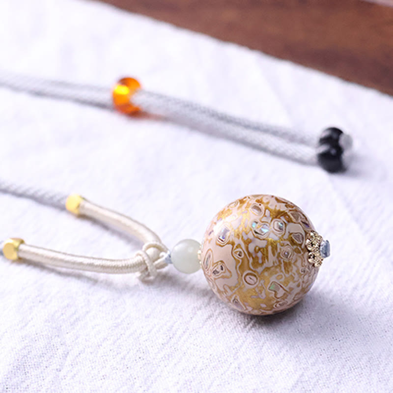 Nimara Ritual Ebony Wood Colorful Lacquer Craft Bead Calm Necklace Pendant