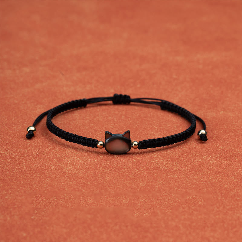 Nimara Ritual Faceless Cat Head Red String Shell Connection Bracelet