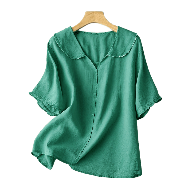Nimara Ritual Casual Plain Button Half Sleeve Middy Collar Women's Shirt
