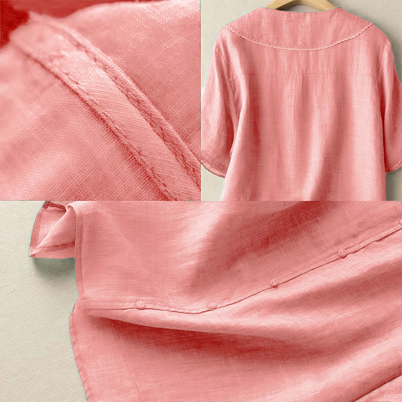 Nimara Ritual Casual Plain Button Half Sleeve Middy Collar Women's Shirt