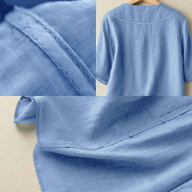 Nimara Ritual Casual Plain Button Half Sleeve Middy Collar Women's Shirt