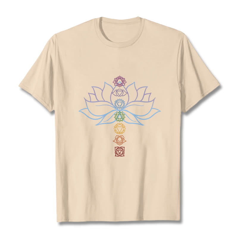Nimara Ritual Pastel Hues Lotus Flower Chakra Symbols Meditation Cotton Tee T-shirt