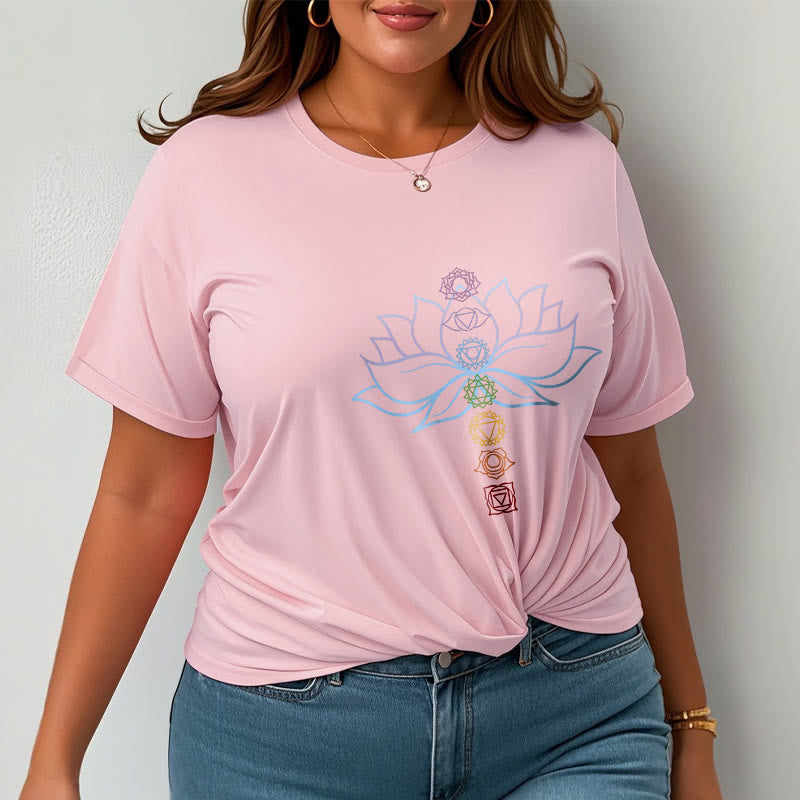Nimara Ritual Pastel Hues Lotus Flower Chakra Symbols Meditation Cotton Tee T-shirt