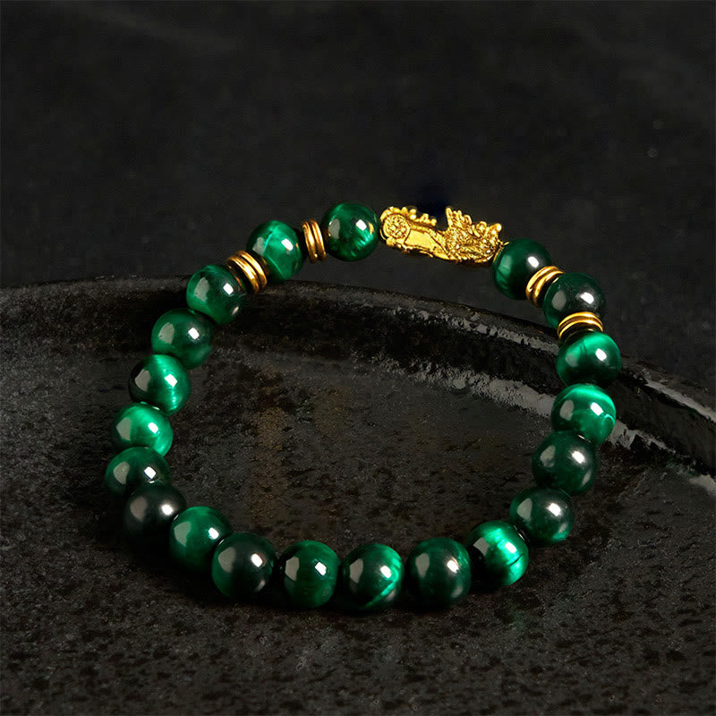 Wealth and Courage Various Color Tiger Eye Beads Pixiu Bracelet