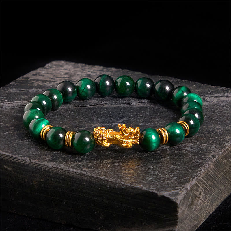 Wealth and Courage Various Color Tiger Eye Beads Pixiu Bracelet