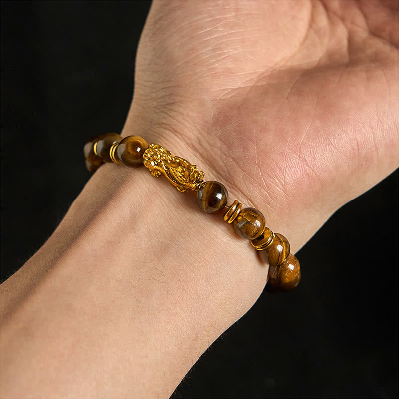 Wealth and Courage Various Color Tiger Eye Beads Pixiu Bracelet
