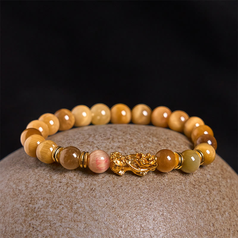 Wealth and Courage Various Color Tiger Eye Beads Pixiu Bracelet