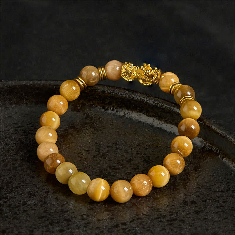 Wealth and Courage Various Color Tiger Eye Beads Pixiu Bracelet