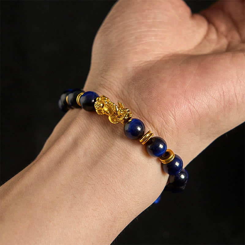 Wealth and Courage Various Color Tiger Eye Beads Pixiu Bracelet