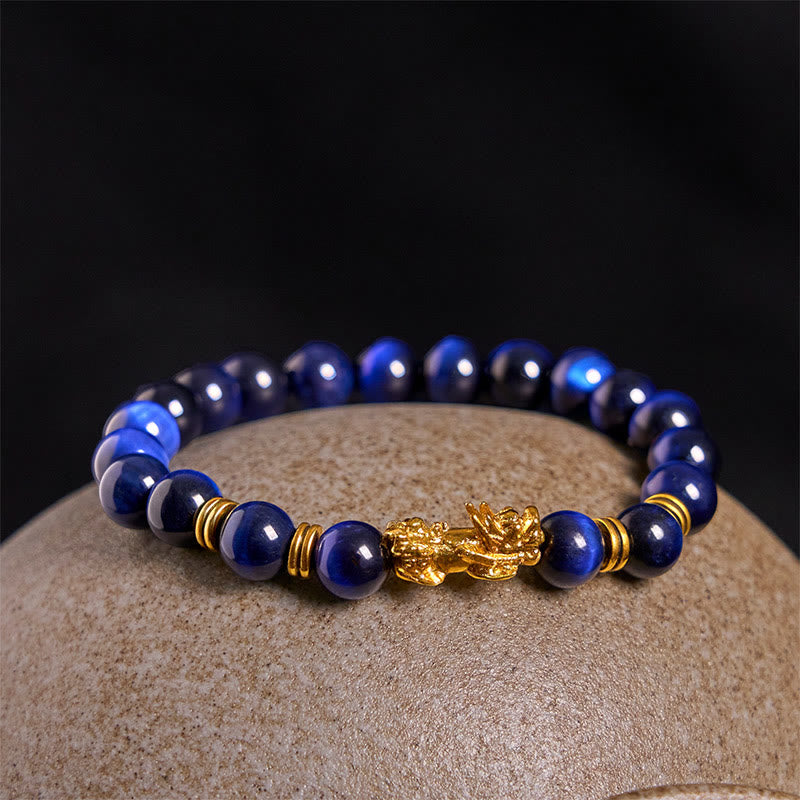 Wealth and Courage Various Color Tiger Eye Beads Pixiu Bracelet