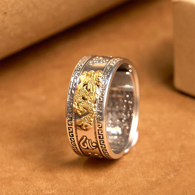 Nimara Ritual Dragon Pattern Heart Sutra Copper Strength Ring