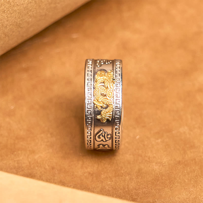 Nimara Ritual Dragon Pattern Heart Sutra Copper Strength Ring