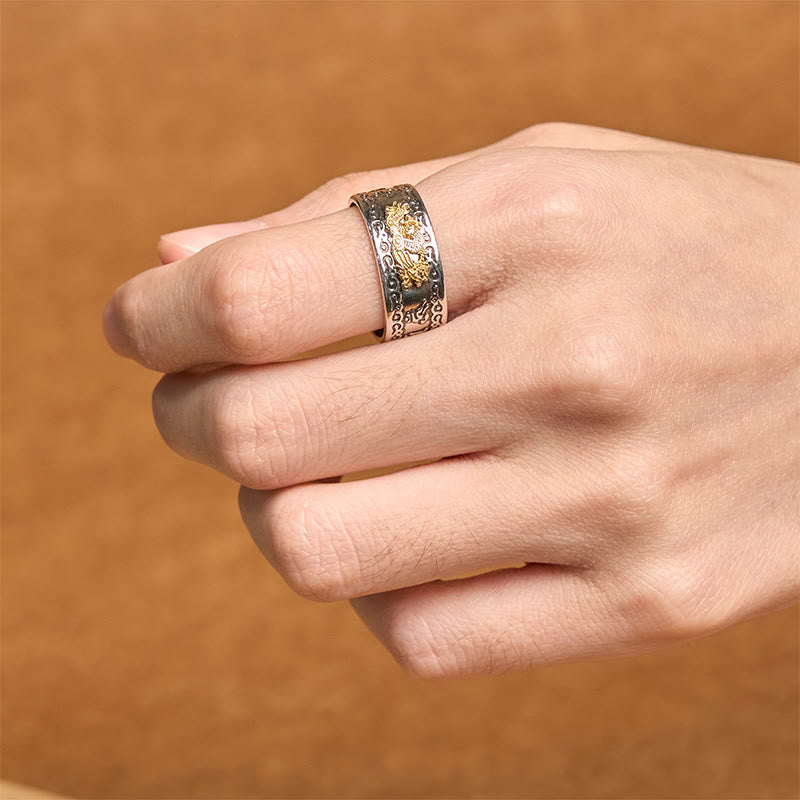 Nimara Ritual Dragon Pattern Heart Sutra Copper Strength Ring