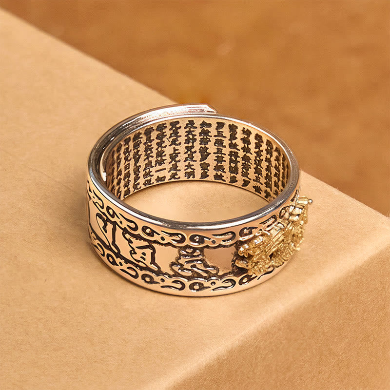 Nimara Ritual Dragon Pattern Heart Sutra Copper Strength Ring