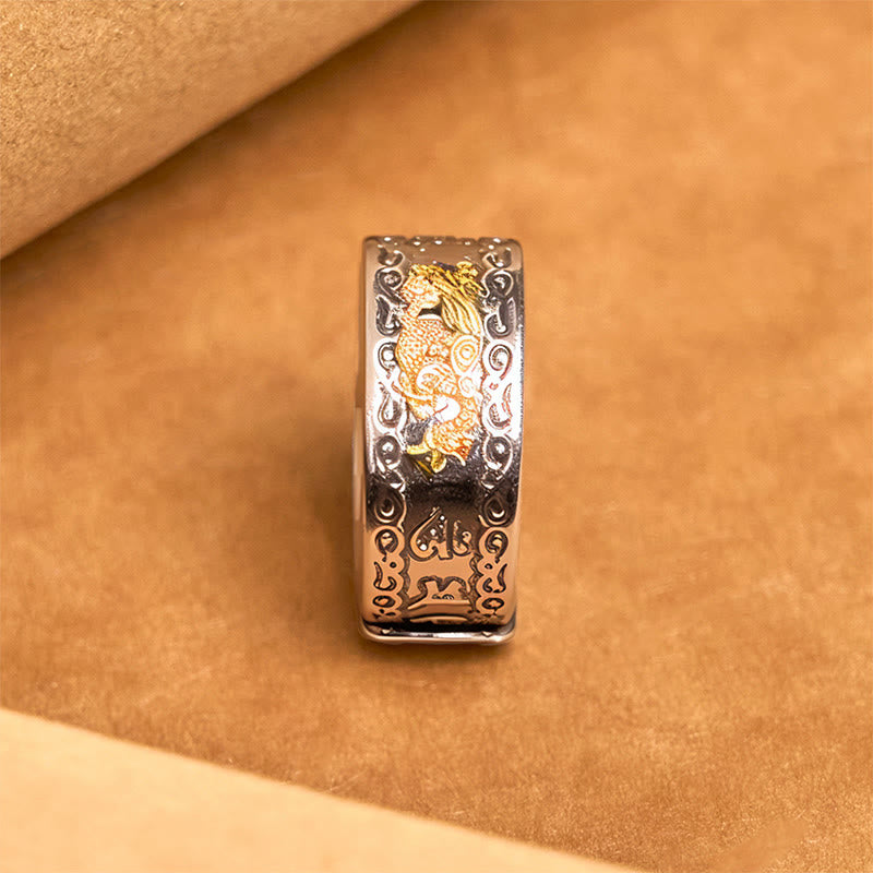 Nimara Ritual Dragon Pattern Heart Sutra Copper Strength Ring