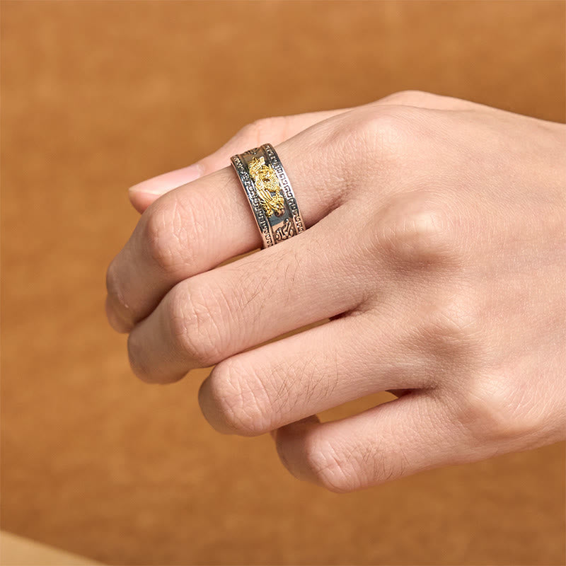 Nimara Ritual Dragon Pattern Heart Sutra Copper Strength Ring