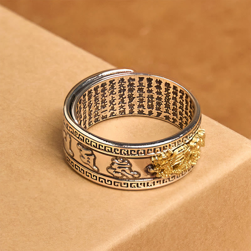 Nimara Ritual Dragon Pattern Heart Sutra Copper Strength Ring