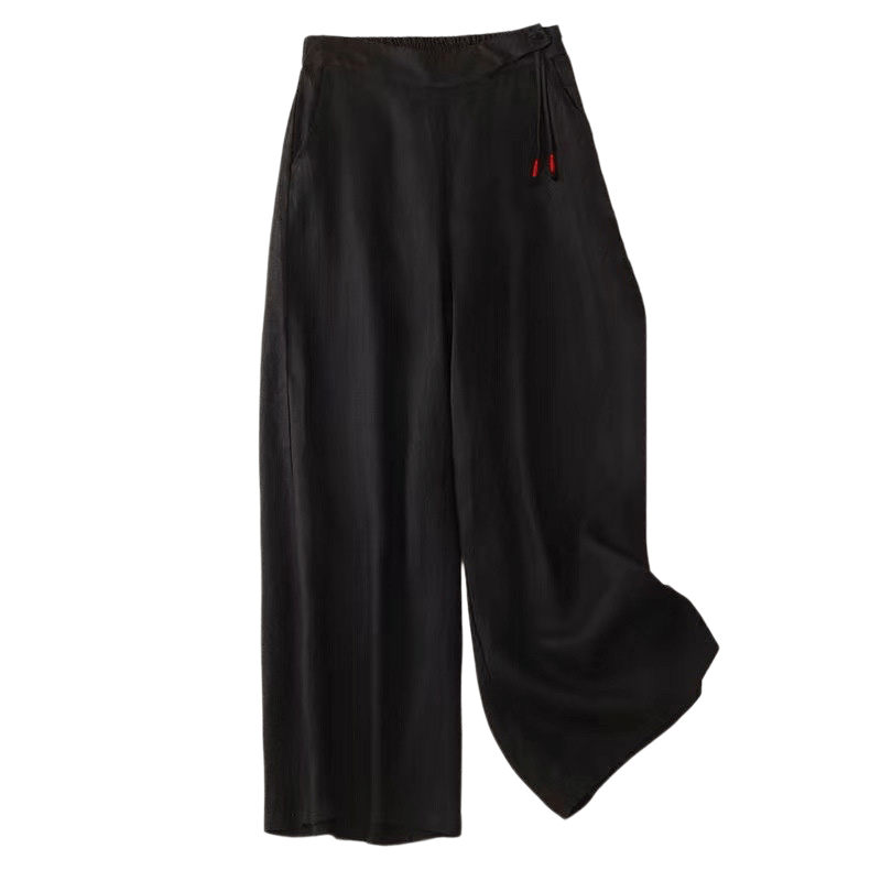 Nimara Ritual Casual Solid Color One Button Women's Capri Wide Leg Pants With Pockets