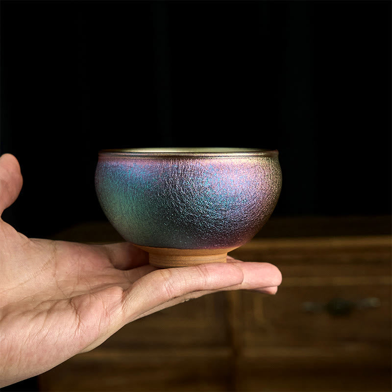 Nimara Ritual Handmade Chinese Jianzhan Golden Lotus Flower Ceramic Teacup Kung Fu Tea Cup 150ml