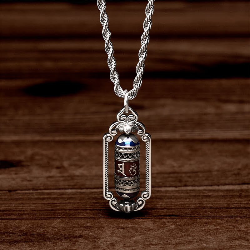 Nimara Ritual Vintage Om Mani Padme Hum Prayer Wheel Copper Luck Pendant