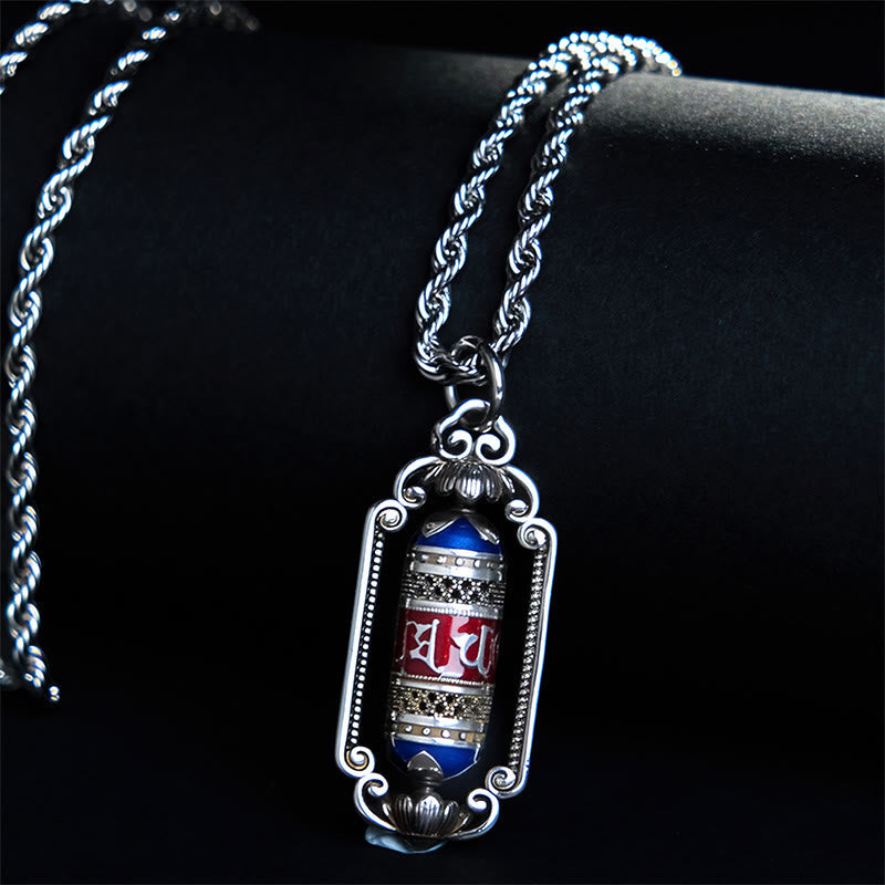 Nimara Ritual Vintage Om Mani Padme Hum Prayer Wheel Copper Luck Pendant