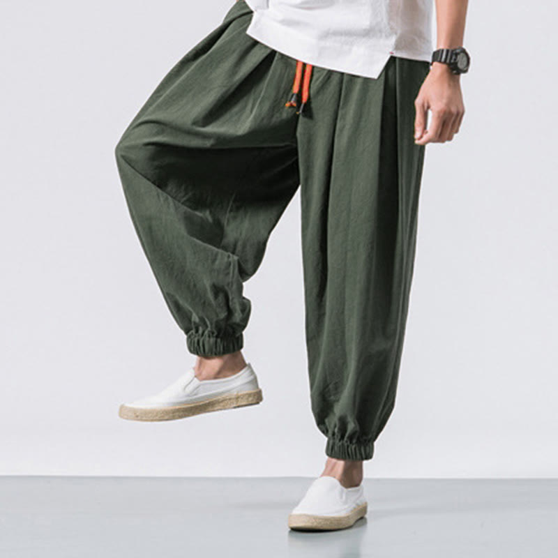 Nimara Ritual Casual Sports Men's Solid Color Cotton Drawstring Pants With Pockets