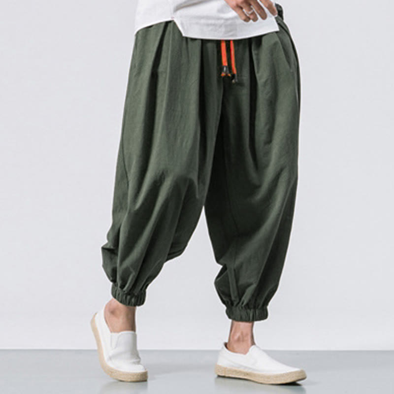 Nimara Ritual Casual Sports Men's Solid Color Cotton Drawstring Pants With Pockets