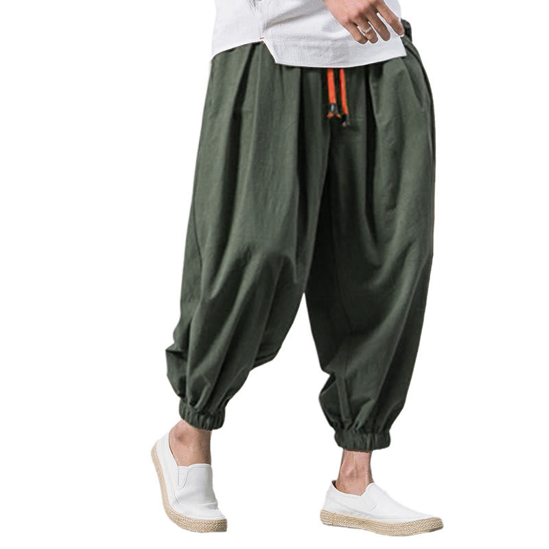 Nimara Ritual Casual Sports Men's Solid Color Cotton Drawstring Pants With Pockets
