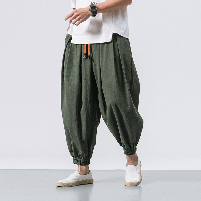 Nimara Ritual Casual Sports Men's Solid Color Cotton Drawstring Pants With Pockets