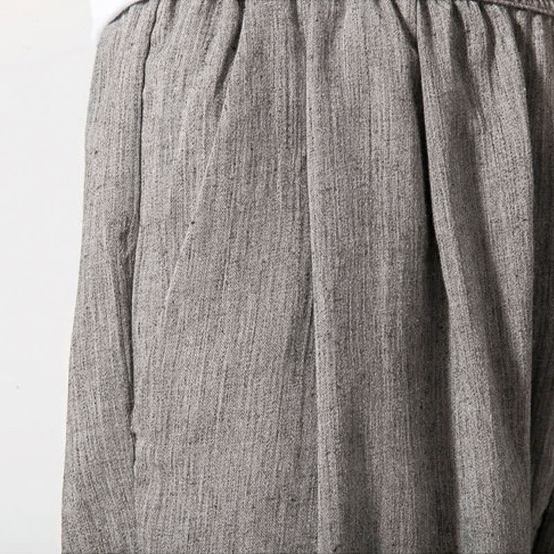 Nimara Ritual Simple Drawstring Design Linen Men's Pants With Pockets
