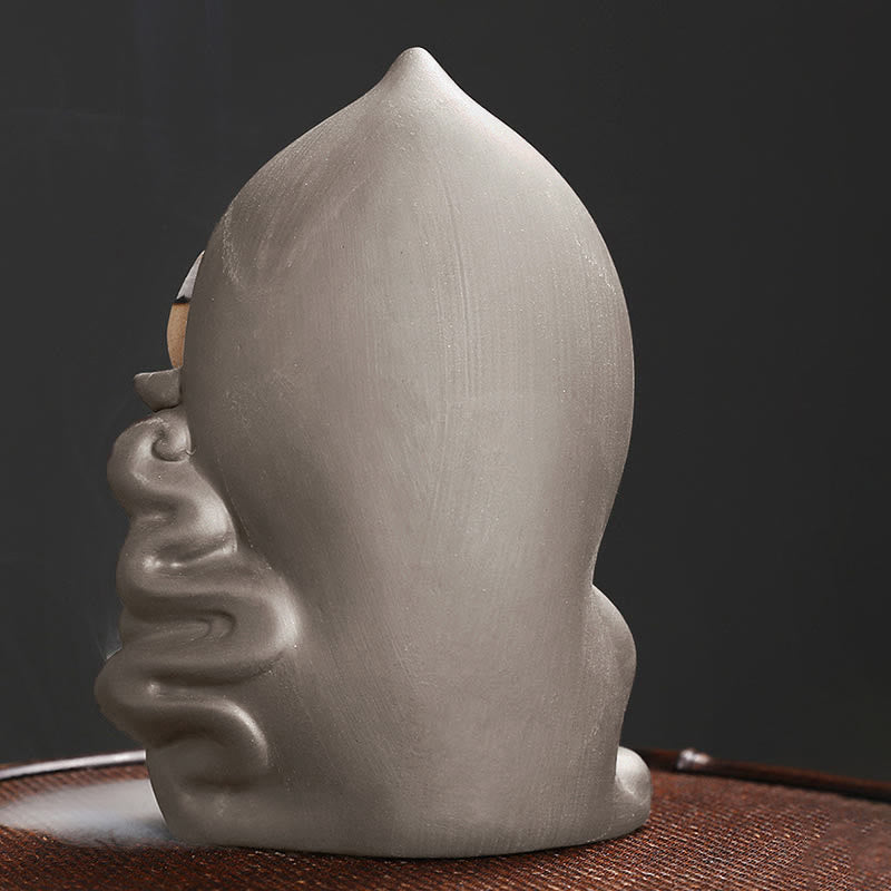 Nimara Ritual Tibetan Avalokitesvara Buddha Lotus Healing Backflow Smoke Fountain Incense Burner