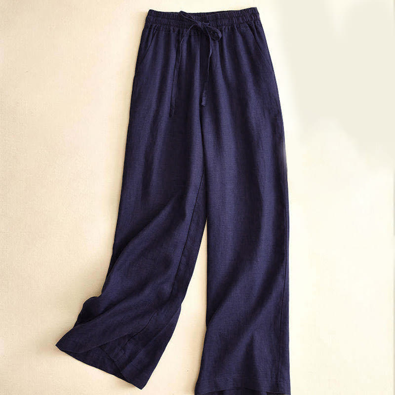 Nimara Ritual Casual High Waist Lace-up Wide Leg Pants With Pockets