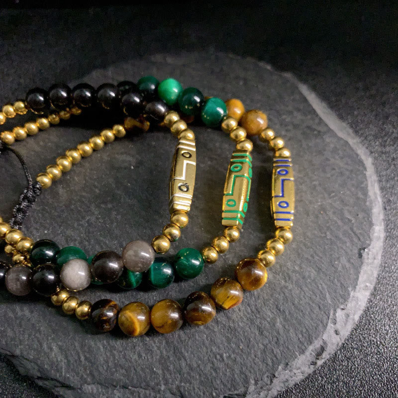 Nimara Ritual Cute Bone Pattern Tiger Eye Courage Beads Bracelet