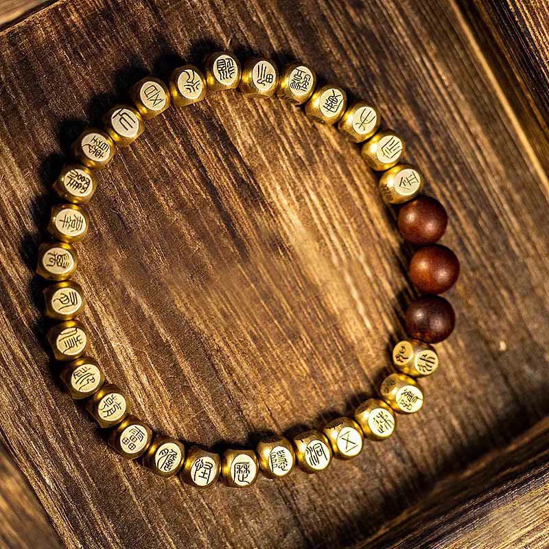Nimara Ritual Copper Brass Lightning Struck Jujube Wood Beads Wealth Bracelet