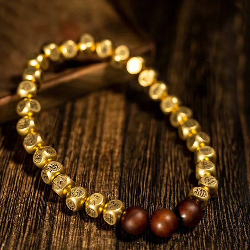 Nimara Ritual Copper Brass Lightning Struck Jujube Wood Beads Wealth Bracelet