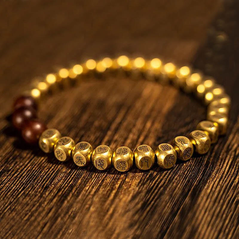 Nimara Ritual Copper Brass Lightning Struck Jujube Wood Beads Wealth Bracelet