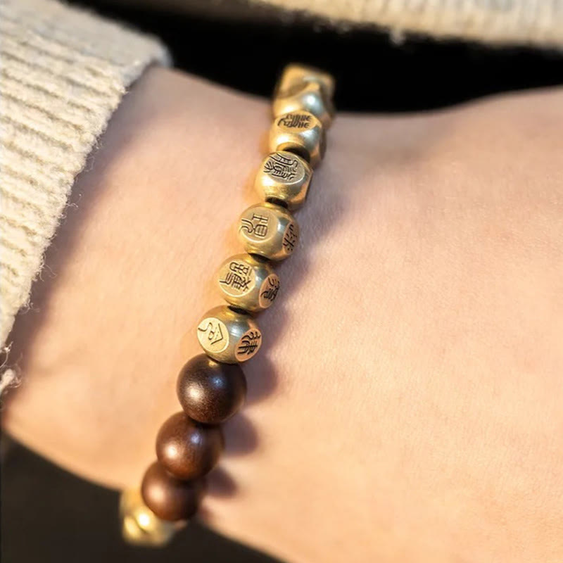 Nimara Ritual Copper Brass Lightning Struck Jujube Wood Beads Wealth Bracelet