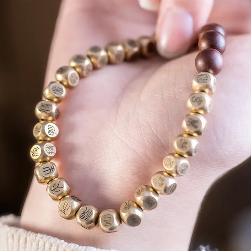 Nimara Ritual Copper Brass Lightning Struck Jujube Wood Beads Wealth Bracelet