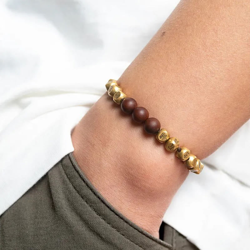 Nimara Ritual Copper Brass Lightning Struck Jujube Wood Beads Wealth Bracelet