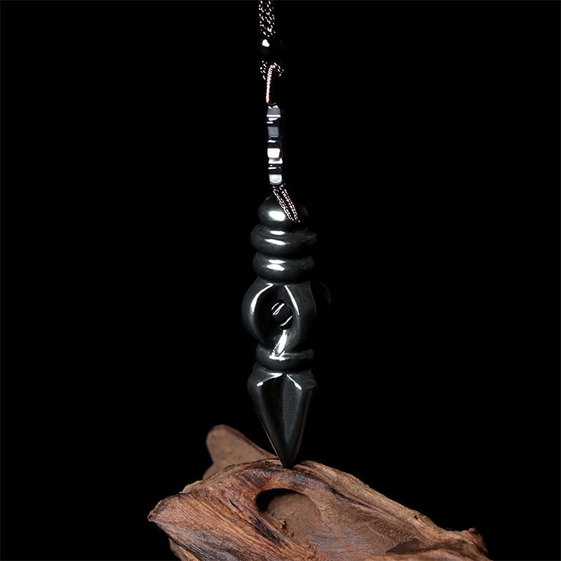 Nimara Ritual Tibetan Hetian Cyan Jade Pestle Vajra Dorje Star Harmony Necklace Pendant