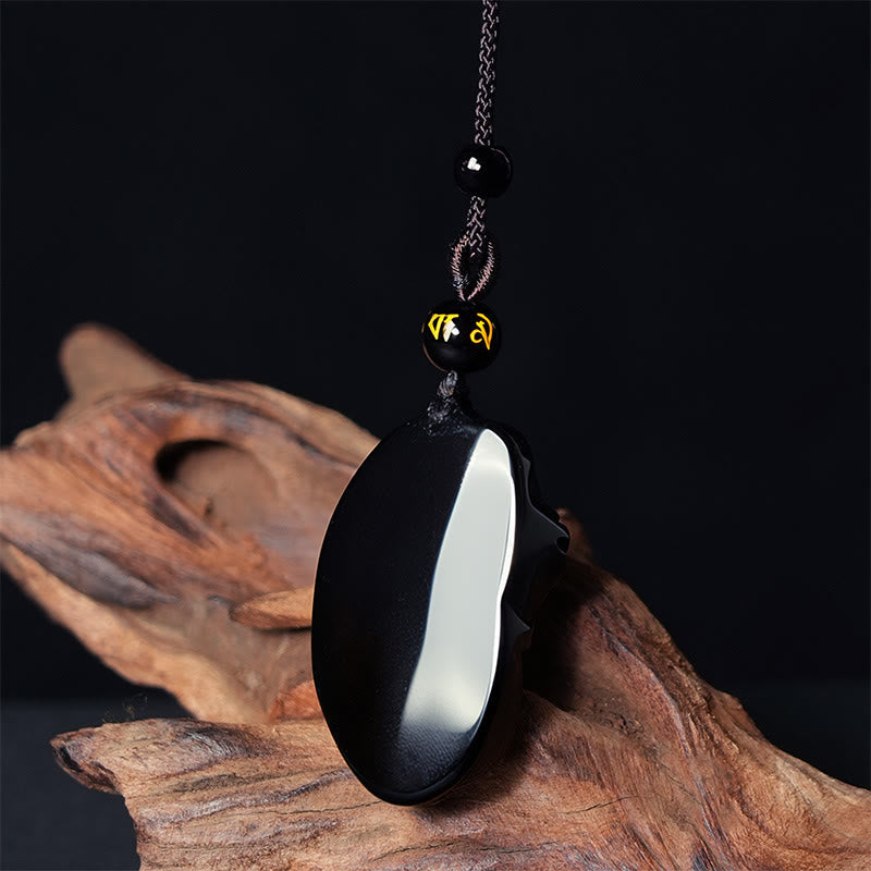Nimara Ritual Natural Black Obsidian Amphioxus Strength Necklace Pendant