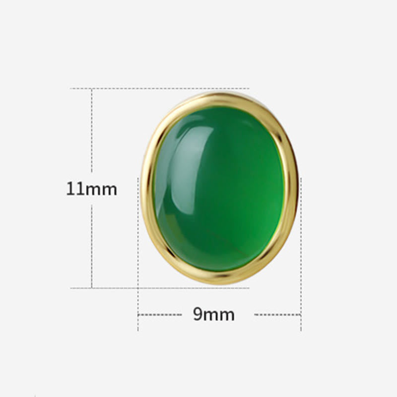Nimara Ritual 925 Sterling Silver Golden Green Chalcedony Strength Earrings
