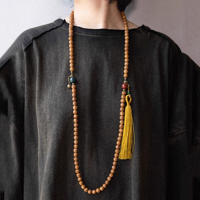 Nimara Ritual 108 Mala Beads Bodhi Seed Wisdom Peace Tassel Bracelet