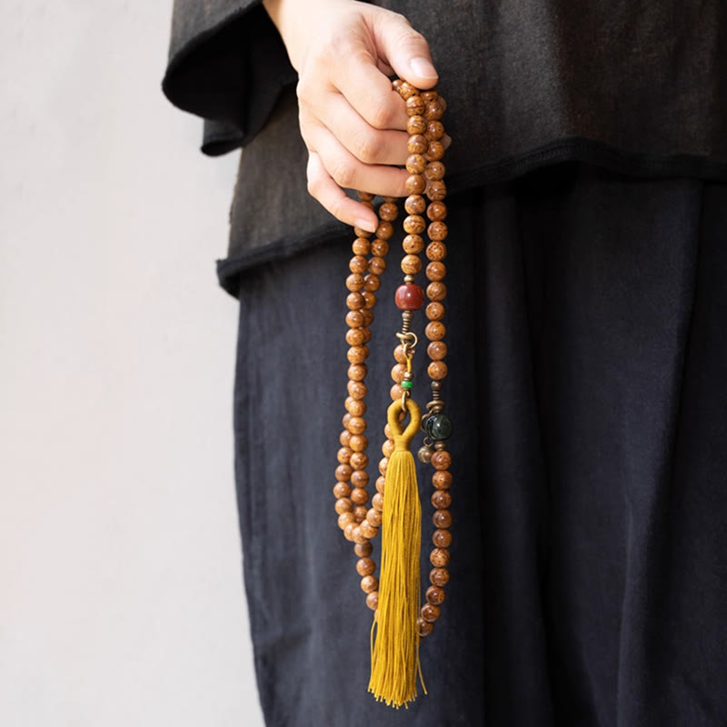 Nimara Ritual 108 Mala Beads Bodhi Seed Wisdom Peace Tassel Bracelet