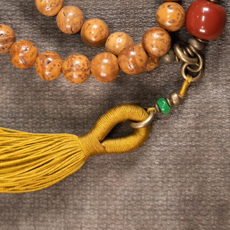 Nimara Ritual 108 Mala Beads Bodhi Seed Wisdom Peace Tassel Bracelet