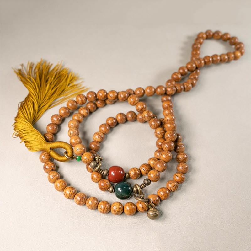 Nimara Ritual 108 Mala Beads Bodhi Seed Wisdom Peace Tassel Bracelet