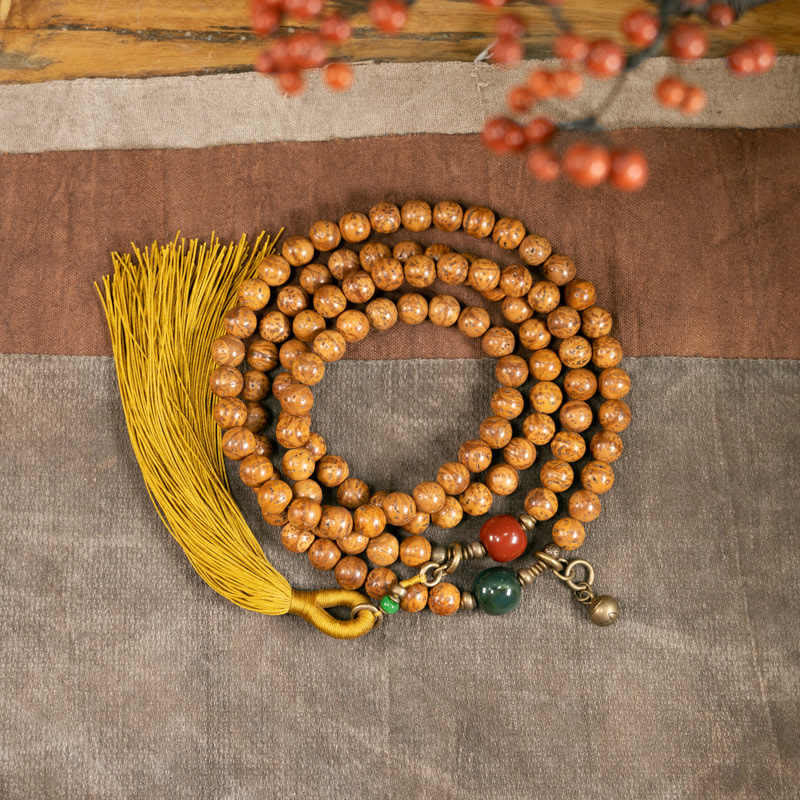 Nimara Ritual 108 Mala Beads Bodhi Seed Wisdom Peace Tassel Bracelet