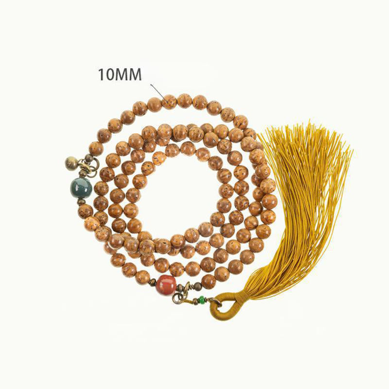 Nimara Ritual 108 Mala Beads Bodhi Seed Wisdom Peace Tassel Bracelet