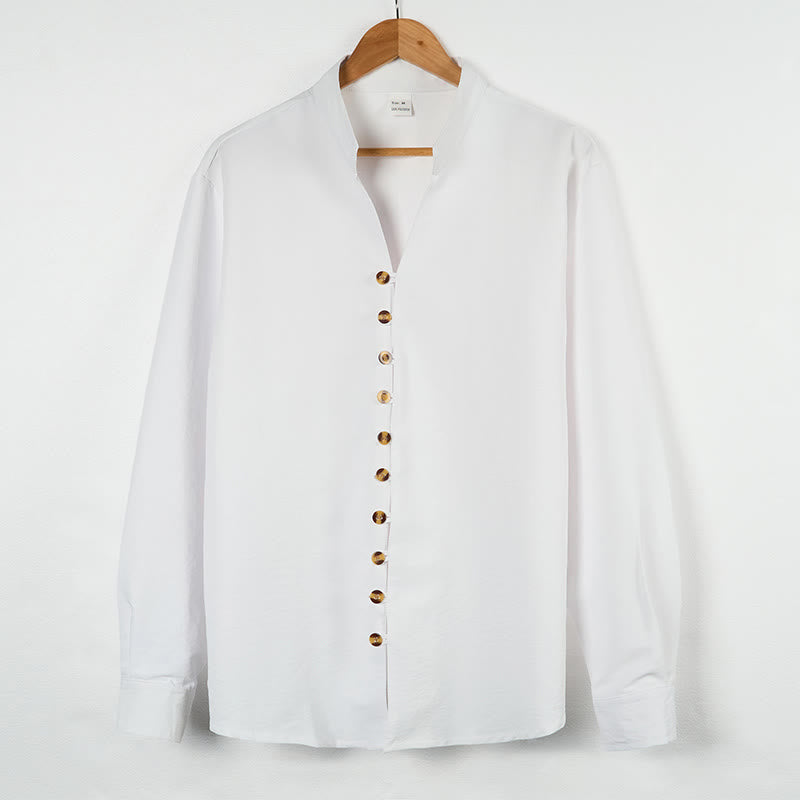 Nimara Ritual Solid Color Buttons Fall Long Sleeve Men's Shirt